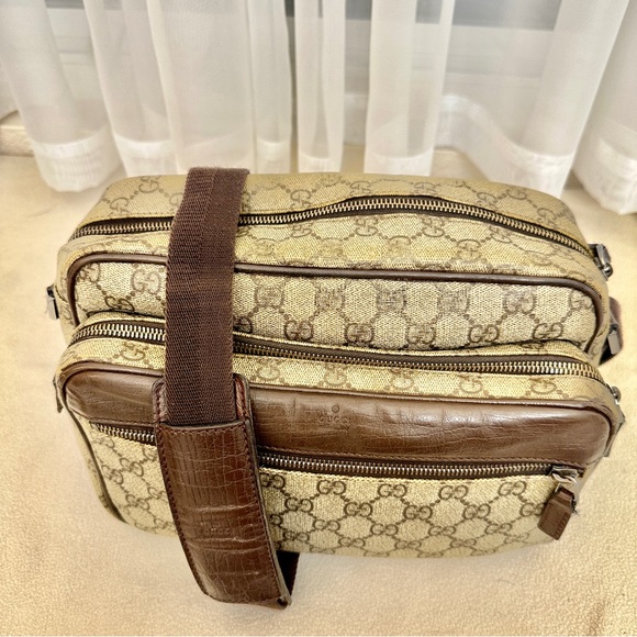 GUCCI Supreme Web Sherry Line Shoulder Crossbody Bag Purse GG PVC Leather - Picture 5 of 15